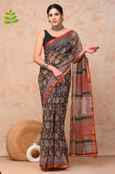 Exclusive hand Block Printed Kota Doria Saree (BFKS03)